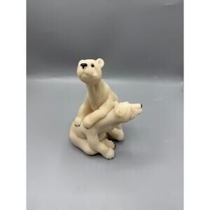 Second Nature Quarry Critters Polar Bear Figurine Off-White‎ 2000 Mother Baby